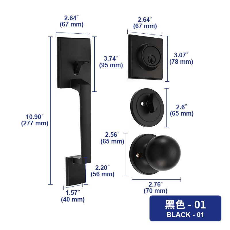 Cerradura de mano grande cerradura de puerta interior cerradura oculta unilateral cerradura de aleación de zinc exportación cerradura de cabeza plana cerradura de puerta metálica mayorista