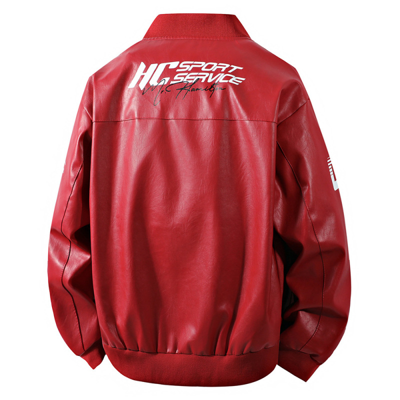 新しいオートバイレザージャケットメンズレザージャケットメンズジャケット無地プリントレーシングジャケットジャケットメンズ香港ファッションブランドシーズンカップル|undefined