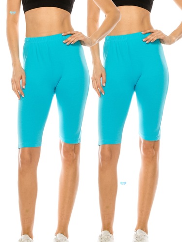 Stretchy Spandex 2-pieces Women's High-Waist Biker Shorts