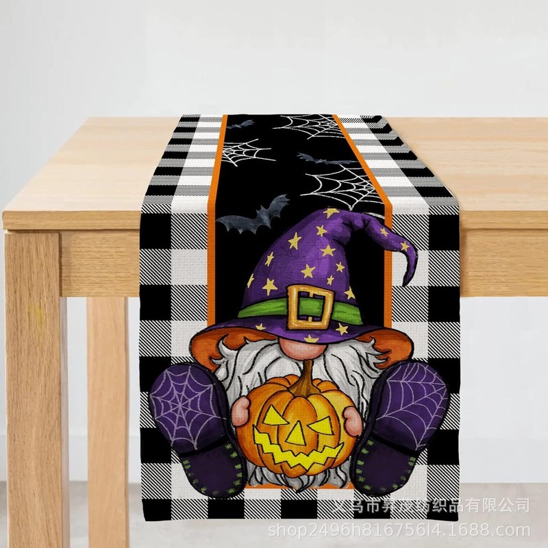 国境を越えた新型ハロウィーン骨格カボチャコウモリテーブル旗家庭装飾テーブルテーブルクロス茶テーブル布|undefined