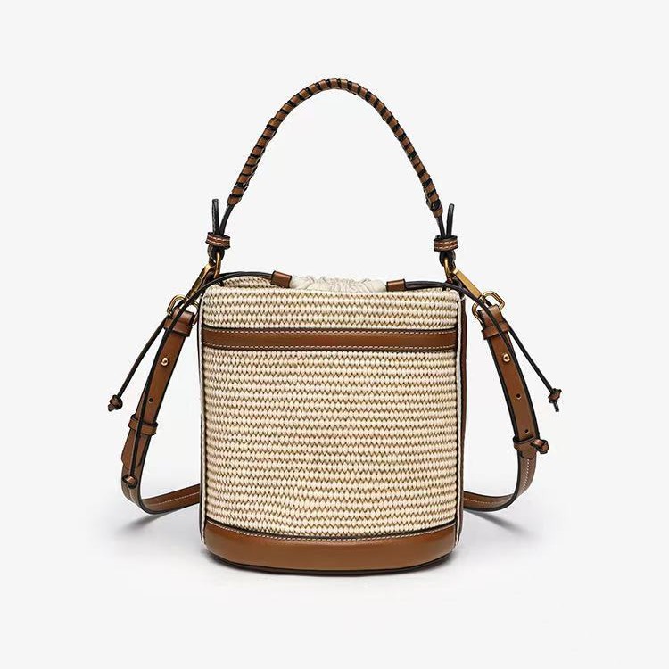 Z cross-border wholesale women's 2024 autumn and winter new portable bucket bag woven beach personalized commuter messenger bag