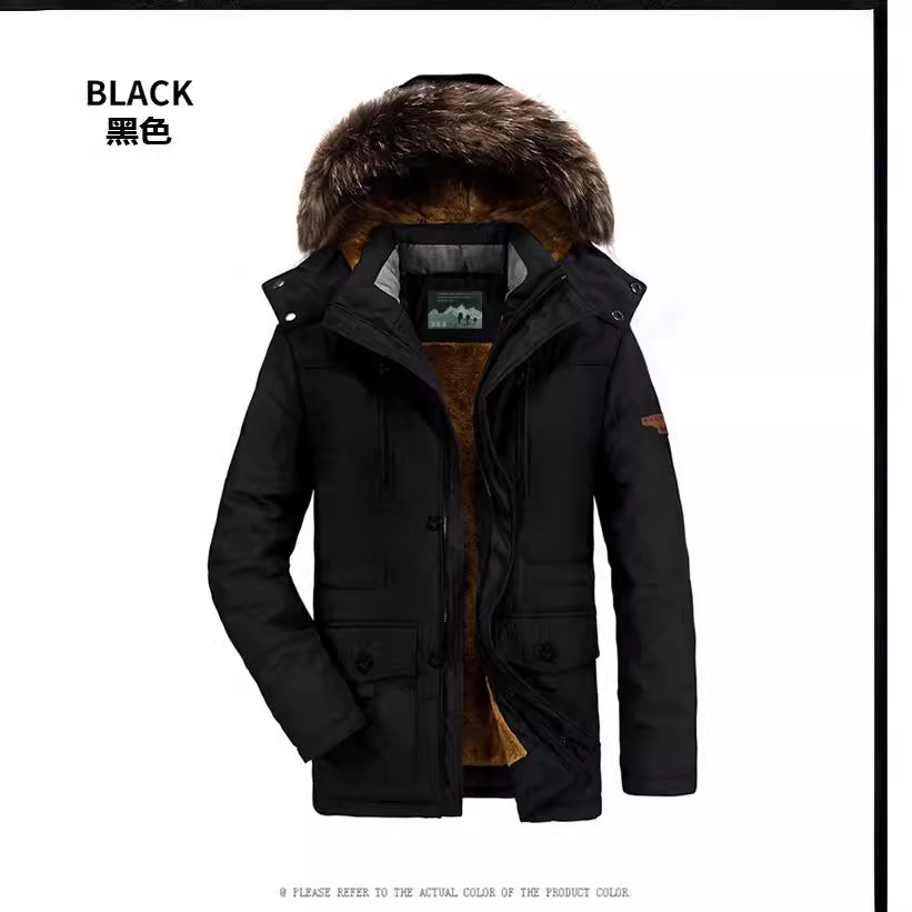 Suministro transfronterizo de fábrica 7176 ropa de invierno acolchada de algodón de longitud media de los hombres forrada de lana engrosada más tamaño suelta de mediana edad y ancianos ropa acolchada de algodón