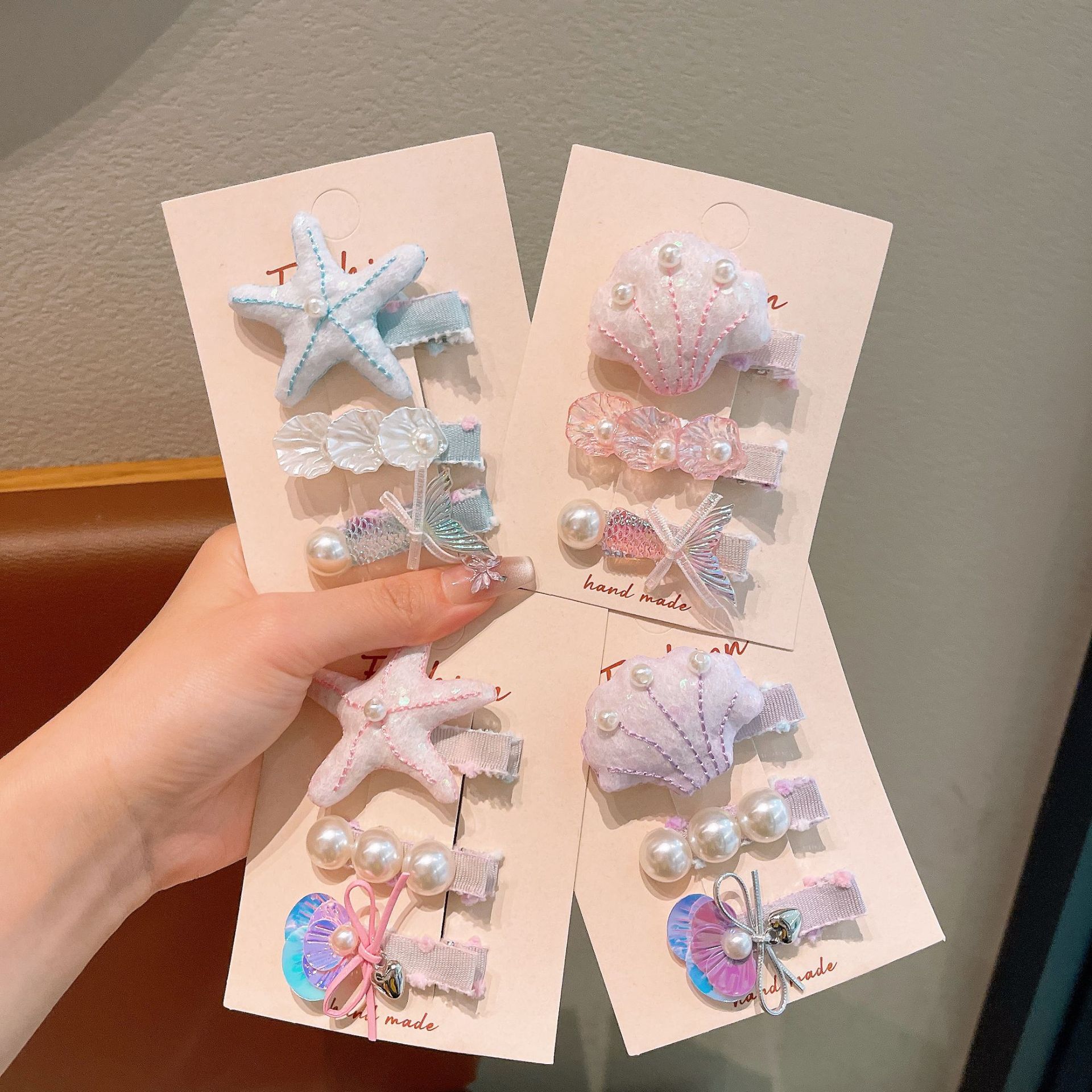 Estrella de mar, mermaid cola, clip de cabello para niños, lindas niñas, clip de cabello lateral, clip de frangeo, tocado para niñas, joyas para el cabello