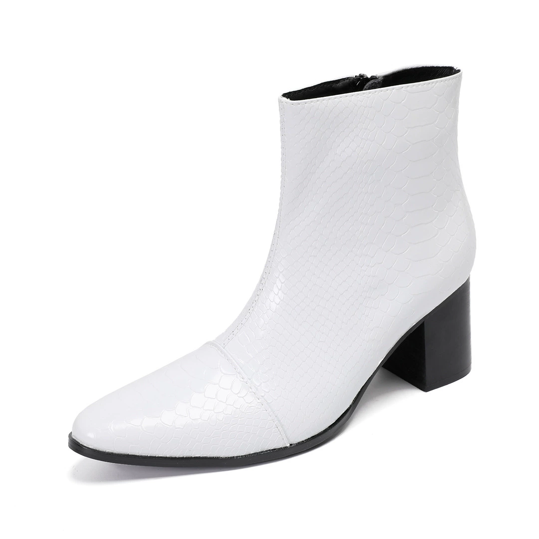 Персонализированные кожаные ботинки для европейских и американских подиумов, короткие ботинки, белые ботинки «Челси», мужские ботинки из натуральной кожи с острым носком, британские высокие ботинки, мужские модные