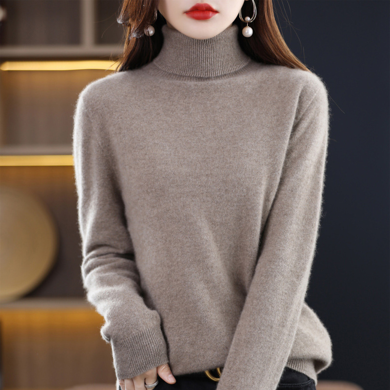 Women's Wool Sweater 2026 Autumn/Winter Plus Size High Collar Sweater for Plus-Size Girls, Loose Fit Knitted Base Shirt Women's Wool Sweater 2026 Autumn/Winter Plus Size High Collar Sweater for Plus-Size Girls, Loose Fit Knitted Base Shirt