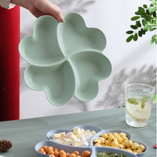 OPP袋装 幸运草果盘创意四叶草心形果盘花朵糖果盘家用零食分格盘