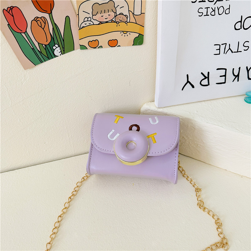 2025 otoño nuevo bolso de moda para niños color caramelo PU bolso de hombro para niñas bolso de cadena de hombro bolso de accesorios para bebés