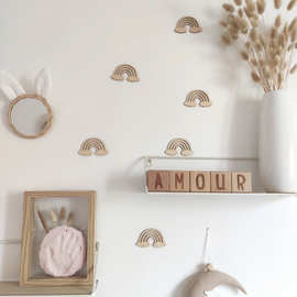 YM北欧风木质彩虹墙贴 ins风儿童房墙面装饰立体木质贴画拍照道具