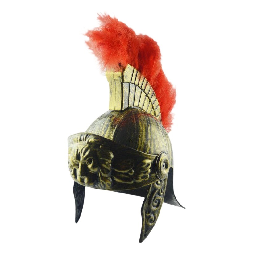 Casco de plástico Samurai sombrero de Esparta medieval antigua Roma retro Samurai Guerrero pluma León casco
