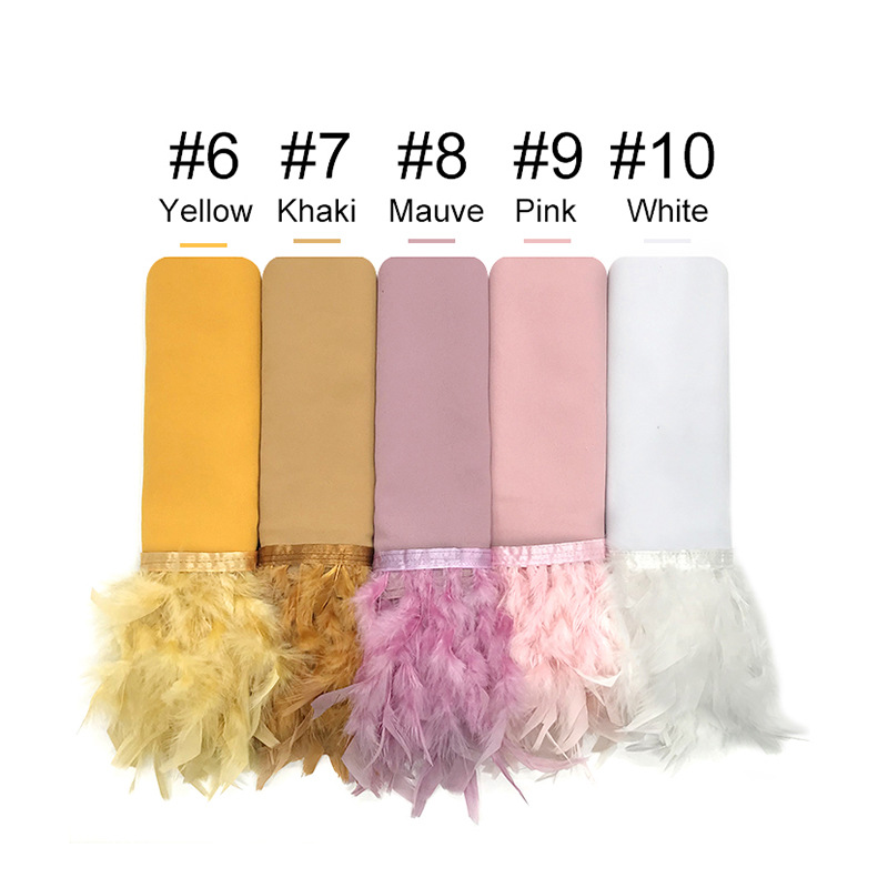 Elegant MH039 Chiffon Scarves with Feather Design, Perfect for Hijab Style12