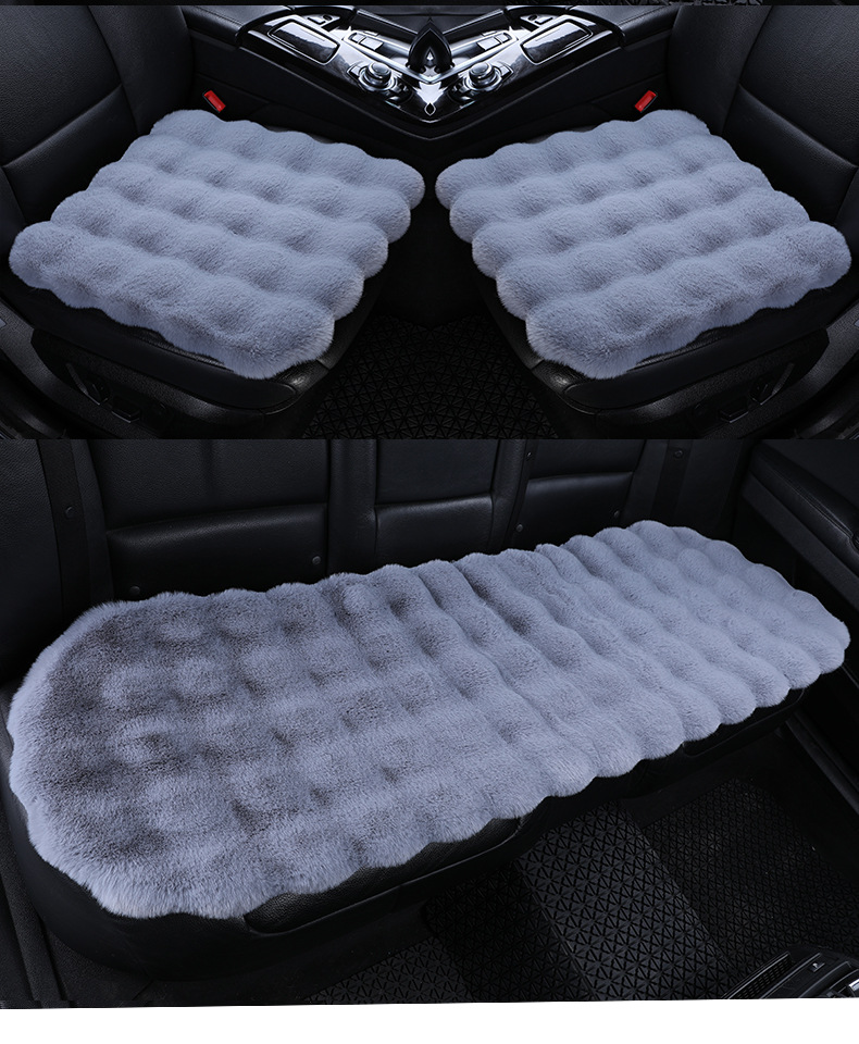 temu Amazon new bubble velvet car cushion rabbit plush warm winter three-piece plush