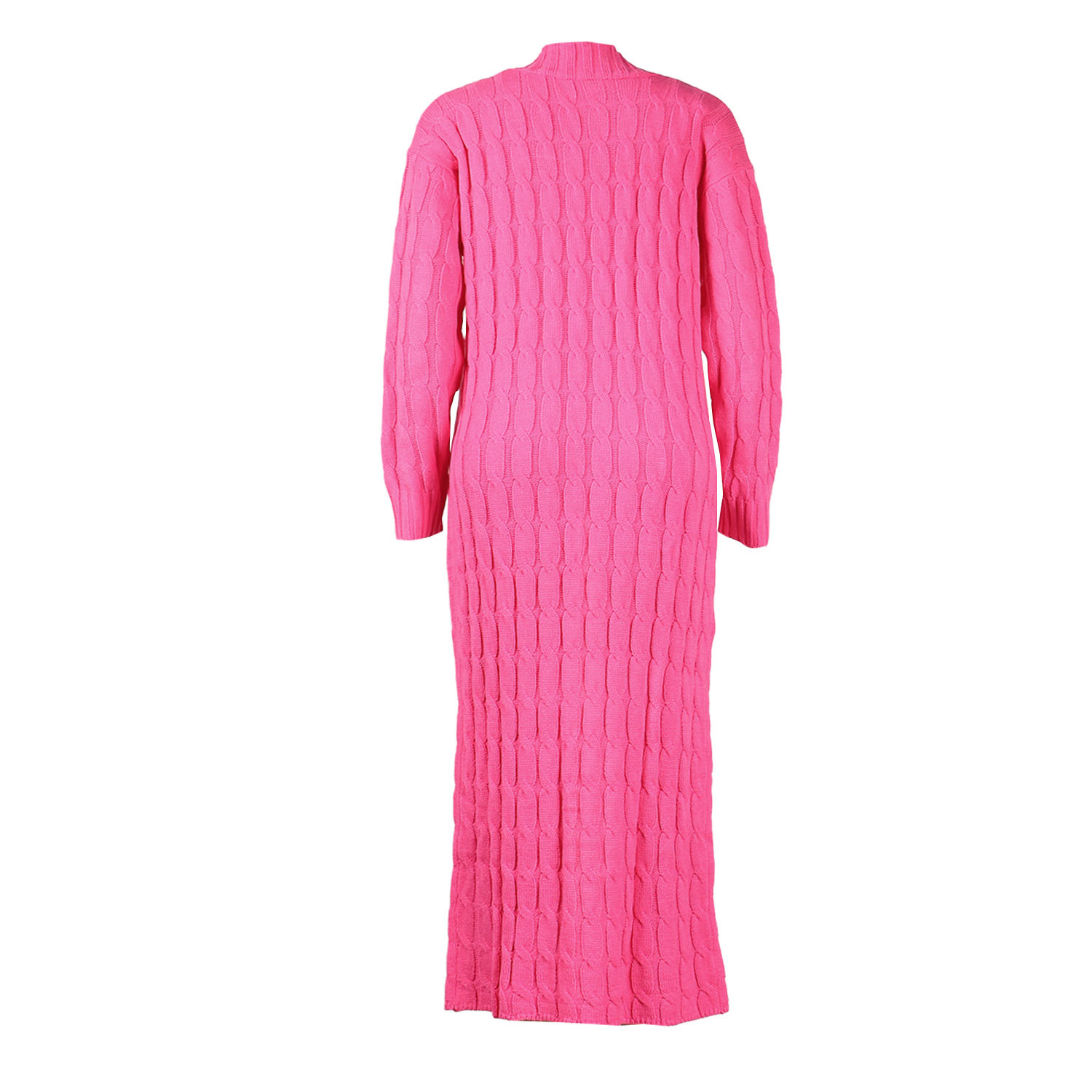 Damen Strickjacke Lang Aus Grobstrick In Unifarben Wintermantel_voghion.com