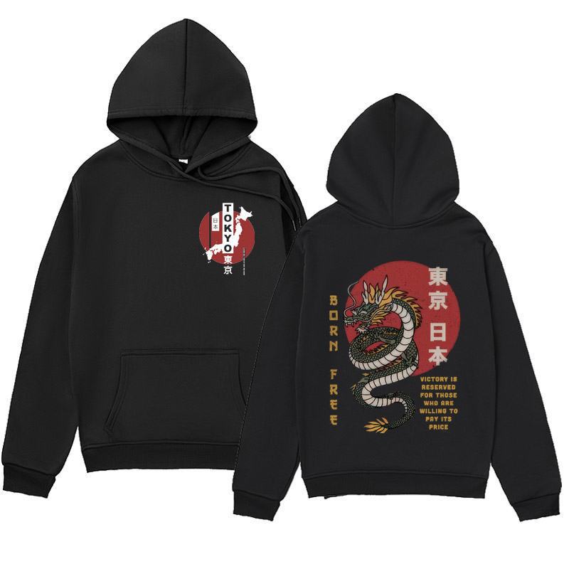 Trendy Brand Design Japanese Element Printed Hooded Sweatshirt Simple and Versatile Trendy Brand Design Japanese Element Printed Hooded Sweatshirt Simple and Versatile
