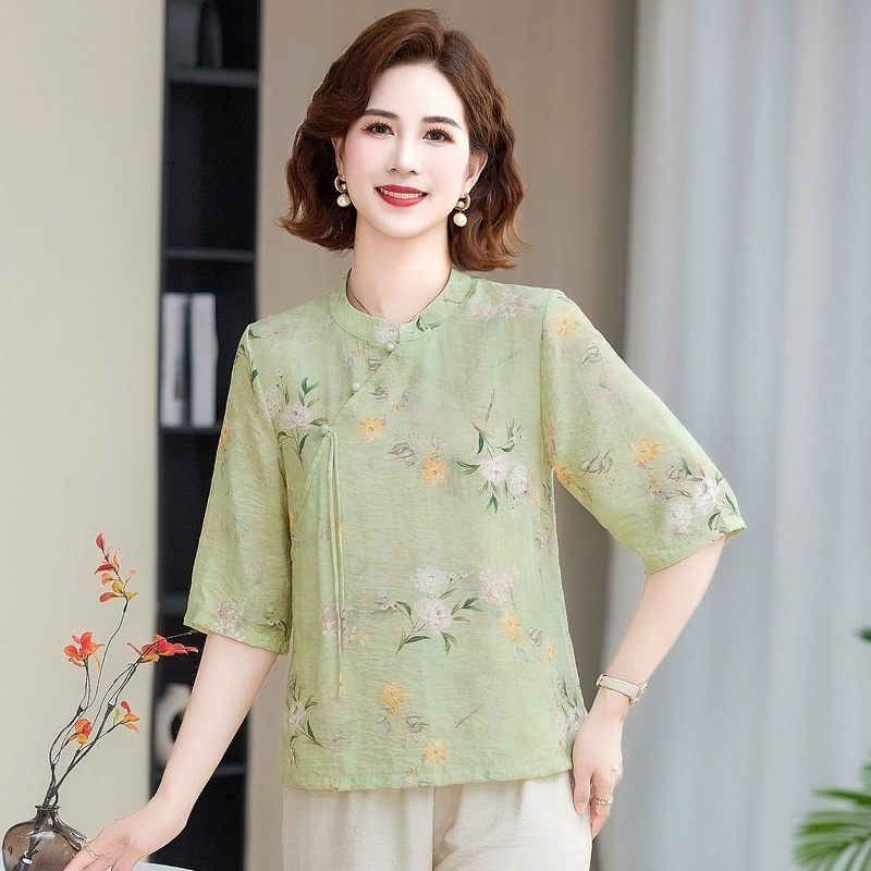 2025 летний новый средний и пожилой мамы средний рукав