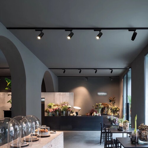 Full spectrum track spotlights stepless focus zoom dimming color surface mounted track lights clothing store led track lights