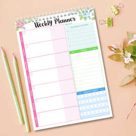 跨境便携备忘录周计划本双线圈每日英语笔记本日程本索引便签本