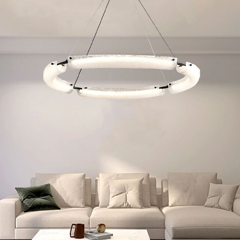 Italiano minimalista de alta gama atmósfera lámpara de sala de estar diseñador nórdico vidrio esmaltado comedor dormitorio anillo LED lámpara