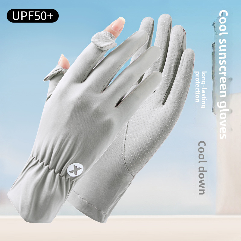 Sunscreen Gloves Women's Ultraviolet Protection Flip Thin Summer Ice Silk Breathable Fashion Electric Bicycle Bike Driving Finger_maomaolike.com