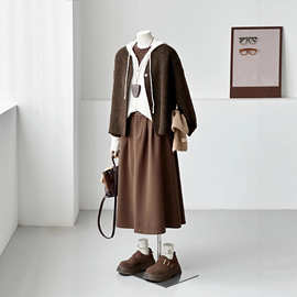 【情落香书】新款百搭韩系简约一粒扣苏力小个子羊毛短大衣HL150