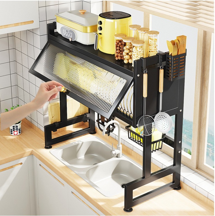 Cabinet Door Sink Shelf Countertop Bowl Plate Storage Shelf with Kitchen Multi-Functional Dish Rack Bowl Plate Rack Drain Rack 
