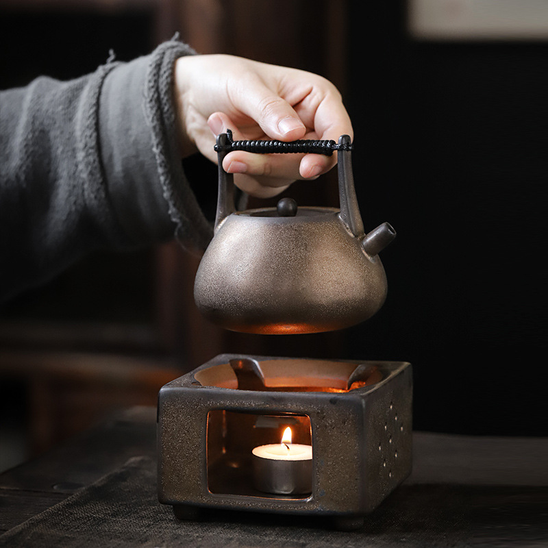 鎏金复古温茶炉中式家用蜡烛加热炉恒温茶壶保温底座陶瓷温茶器