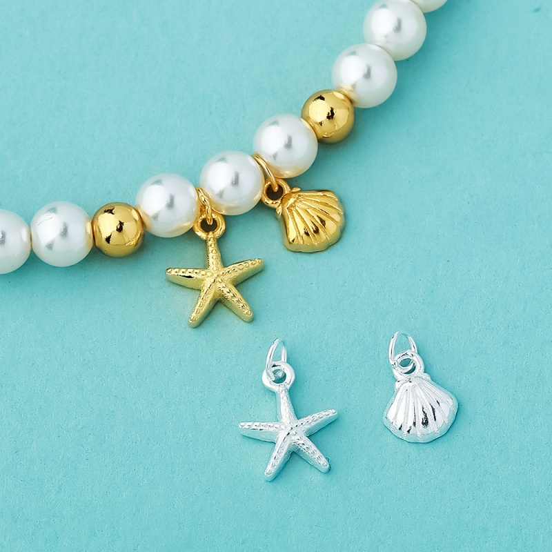 S925 Silver Small Fresh Starfish Shell Small Pendant Star Pendant DIY Bracelet Necklace Silver Accessories Material
