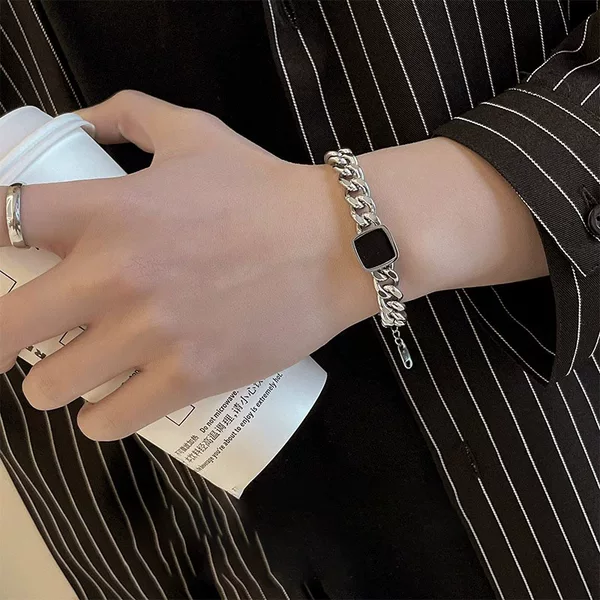 Square Cuban Bracelet Men's Titanium Steel Color-free Trendy All-match Retro Niche Jewelry Women's High-end Accessories Jewelry