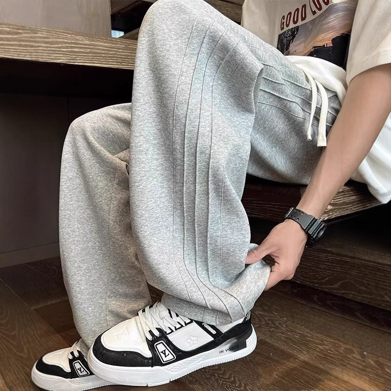 Plus Size 8XL Men's Versatile Sports Sweatpants Spring 2025 Retro Gray Youth Drape Casual Pants