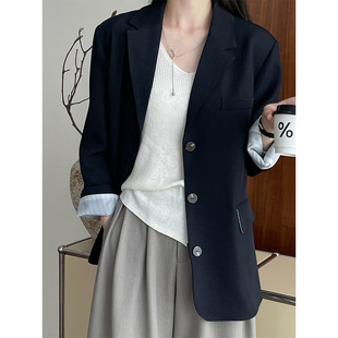 Taochuan Korean-Style Design Side-Slit Blazer for Women 2025 Autumn New Casual Jacket 2595