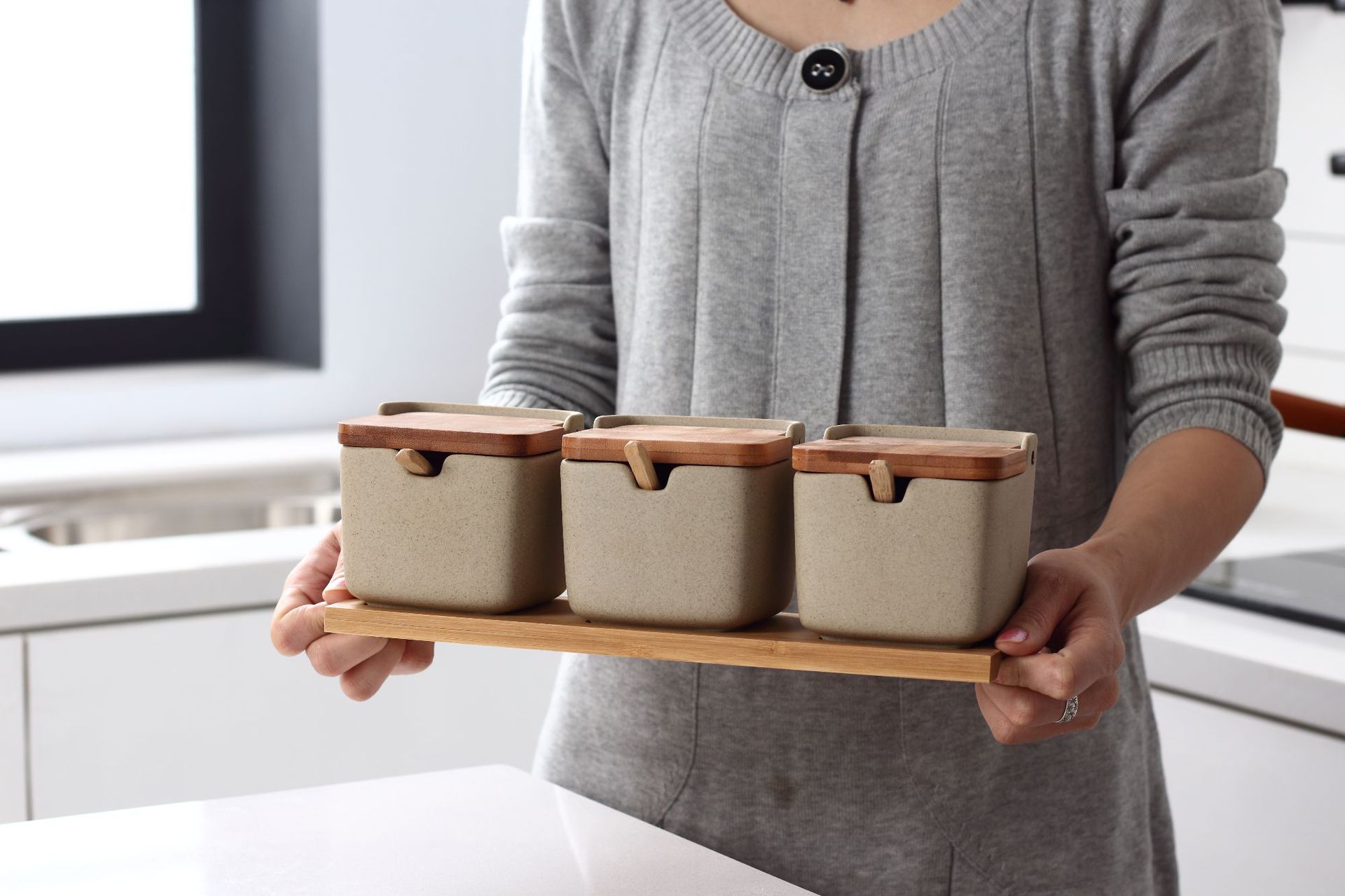 530g Weight Seasoning box Storage & Cleaning 1 Piece, 2 Pieces, 3 Pieces Quantity ceramics Material Round Pattern Simple Style Style Simple Style Round Ceramics Seasoning Box 无