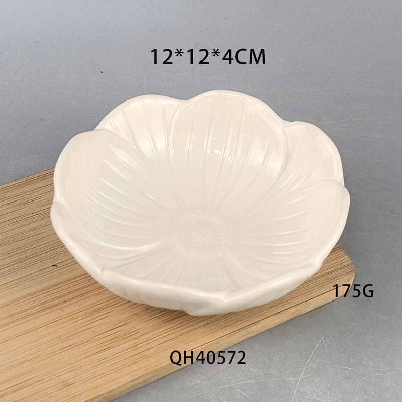 Plato de loto blanco puro plato de desayuno japonés de cerámica plato creativo de salsa de soja hecha a mano vajilla para el hogar simple y avanzado