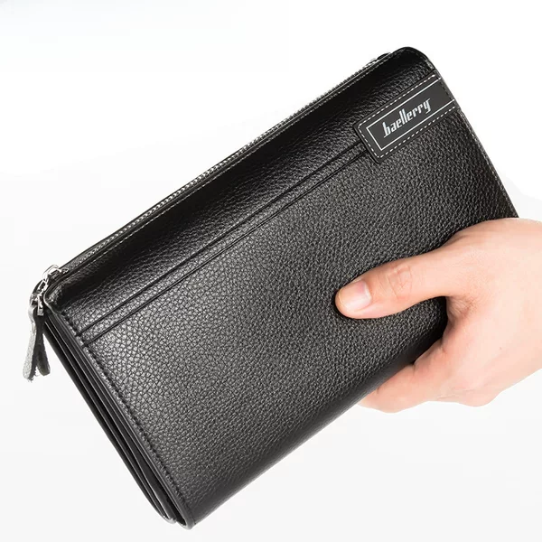 Men's Wallet New Baellerry Business Casual Large Capacity Clutch Bag Litchi Pattern Zipper Clutch Bag
