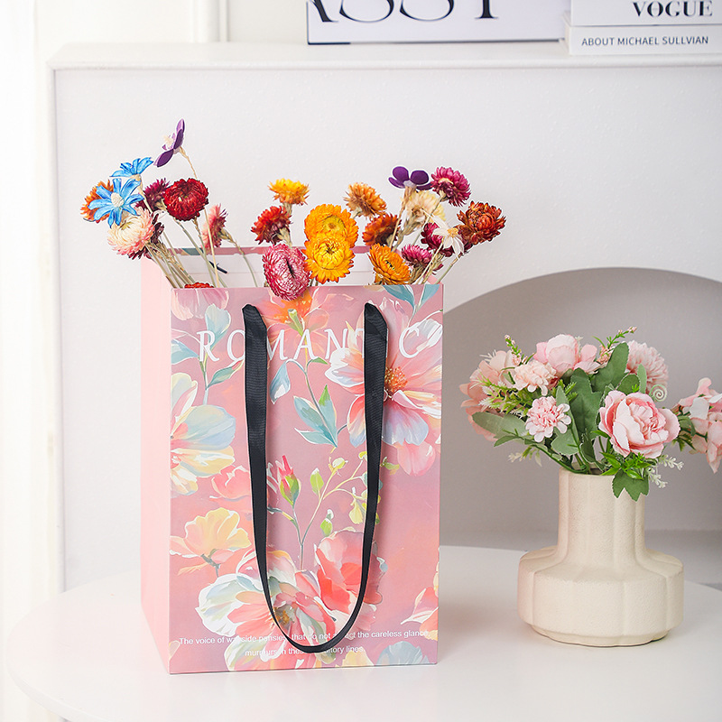 花束包装手提袋长方形网红专用一件正方形包装插花情人节礼品包袋