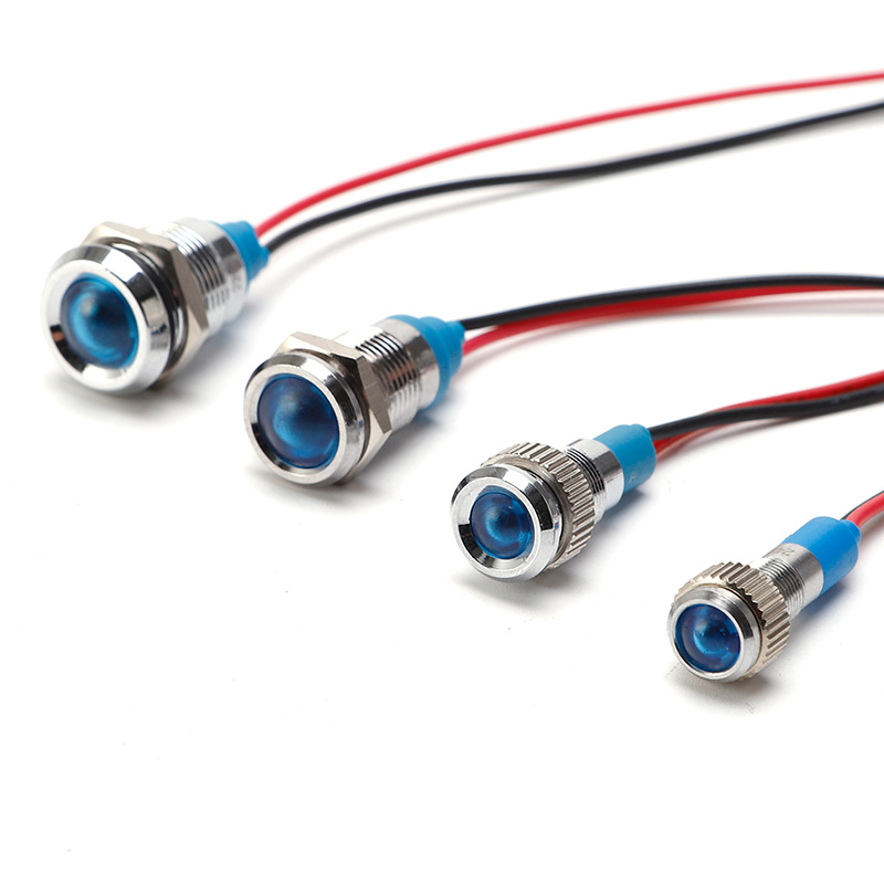 LED金属指示灯圆头M6 M8 M10 M12信号灯 防水信号灯12V24V36V