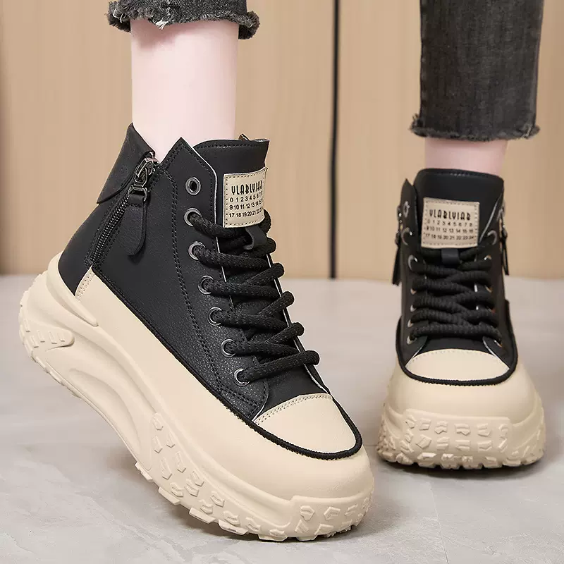 老爹鞋女新款厚底运动小白鞋软底舒适女单鞋时尚百搭中筒休闲鞋