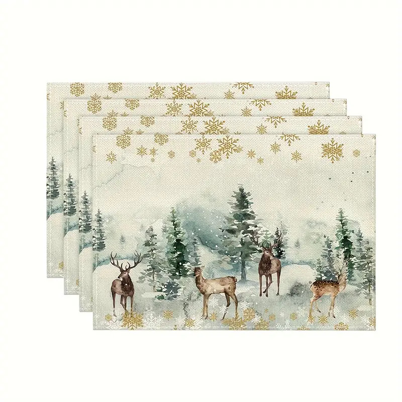 Transfronterizos lino almohadilla de mesa Aliexpress TEMU Amazon almohadilla de mesa cuadrada búfalo rojo almohadilla de Navidad Día de la Independencia