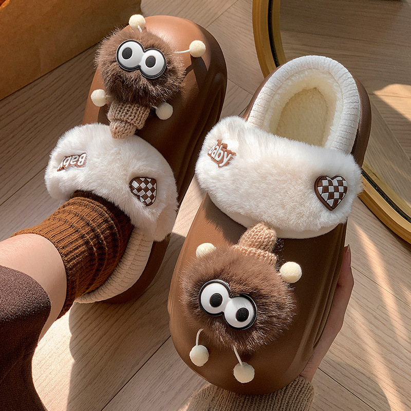 Zapatillas de algodón impermeable para mujeres 2024 nuevo otoño y invierno interior desmontable de peluche calentamiento zapatillas de lana para usar