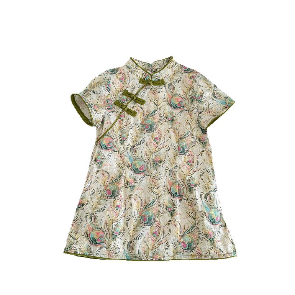 [Xianning Seven] 2025 verano cheongsam para niños niñas vestido de estilo chino nuevo verano bebé cheongsam pequeño