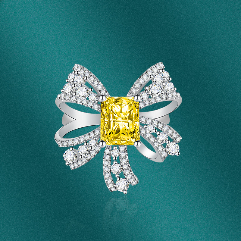 Fashion Bow Knot Copper Plating Inlay Zircon Rings 1 Piece