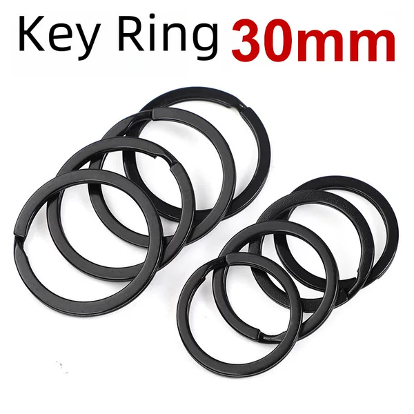 30mm Pure Black Flat Key Ring Round Key Chain Jewelry Toy Luggage Water Cup Hanging Ring Carabiner Accessories