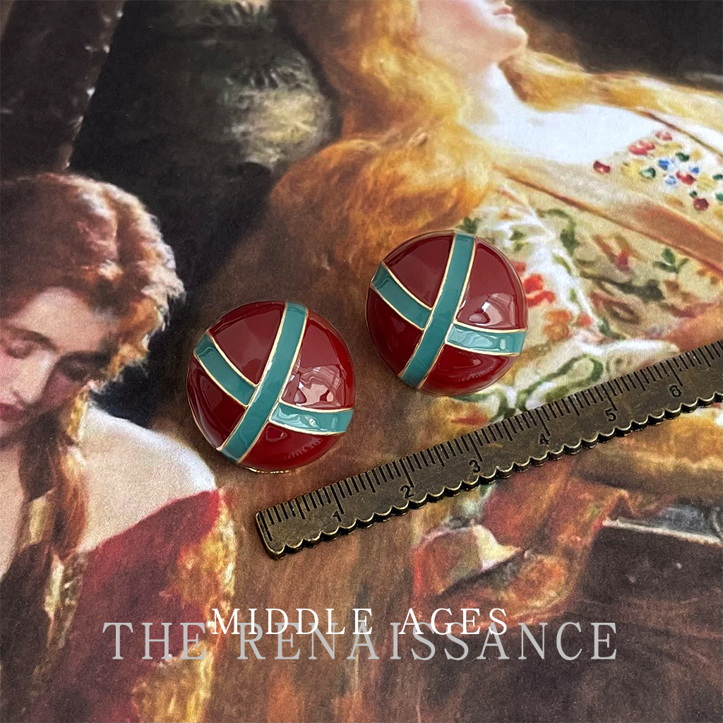 Vintage red and blue anchor red earrings oil drop retro French