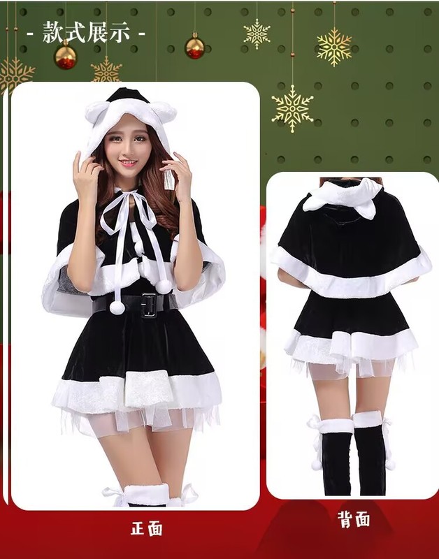 现货 外贸圣诞服装成人女写真服演出服圣诞服饰表演服圣诞连衣裙|undefined