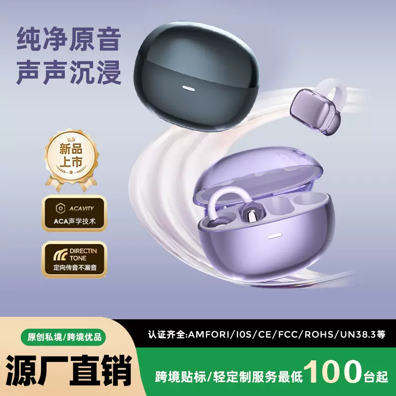 2025新款蓝牙耳机V6.0跨境私模长续航ENC降噪耳夹式无线耳机 现货