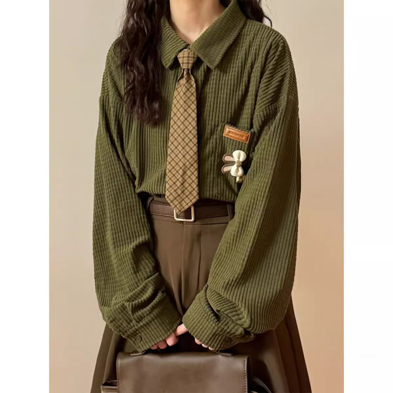Lazy Style Retro Long-Sleeved Shirt for Men 2026 Spring and Autumn New Loose-Fitting Japanese Waffle Solid Color Men's Shirt