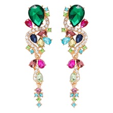 跨境新款镶钻耳环几何对称轻奢长款耳饰女生简约可爱款玻璃水钻