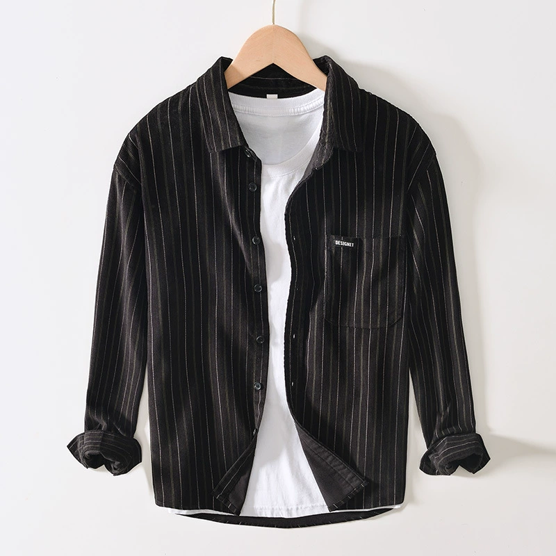 1028 Японская Ретро полосатая рубашка с длинным рукавом Свободная Повседневная рубашка Джокер красивая рубашка поколение волос