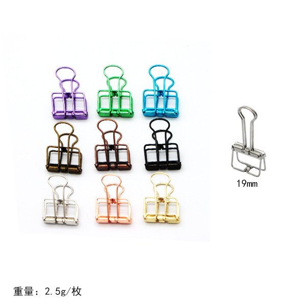 Clip de cola larga de oficina creativo, clip hueco, juego simple de color, clip de almacenamiento de archivos, clip de recibo de metal, clip al por mayor
