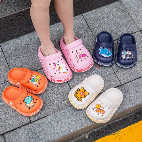 Children's Croc Shoes Summer Baby Girl Indoor Cute Cartoon Slippers Boys Home Non-Slip Bathing Soft Bottom Sandals
