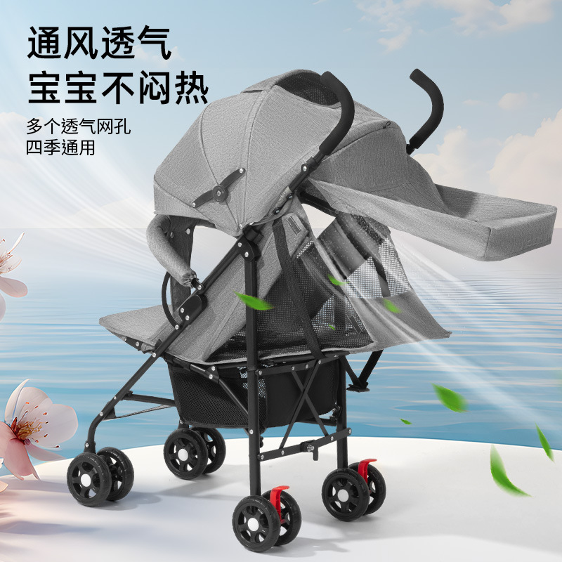 Carrinche de bebé ligero y plegable simple para sentarse y acostarse, viaje de verano para niños pequeños, carro de mano para niños pequeños