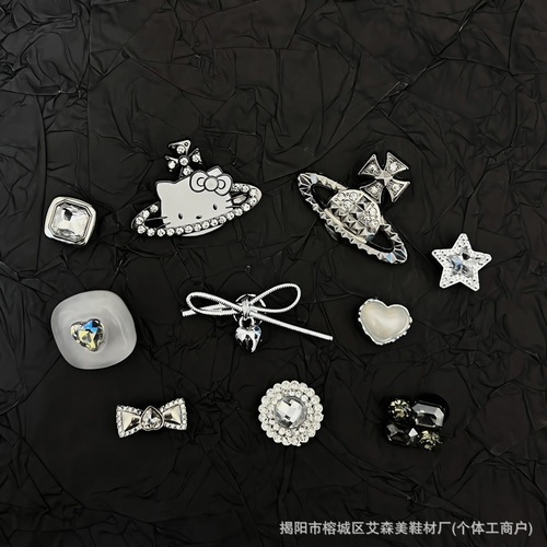 Pink KT Hole-toe Shoes Flower Decoration Accessory DIY Decor Summer Dopamine Cute Sparkling Hole-toe Shoes Flower